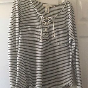 H&M Basic Cross tie striped long sleeve